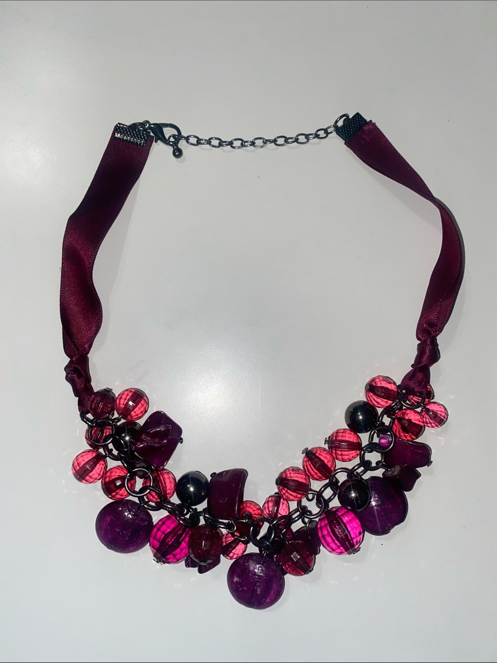 Statement Purple Berry Cluster Necklace - Unbranded